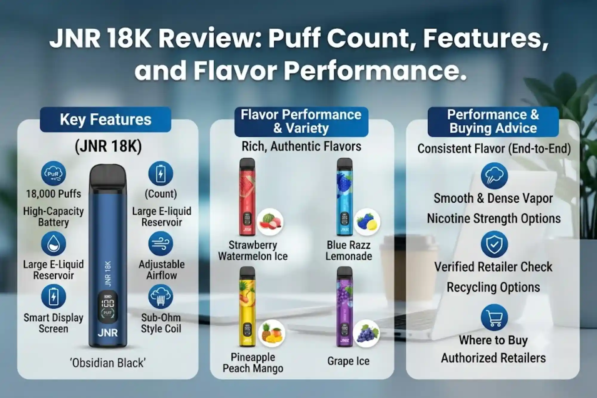 JNR 18K Review Puff Count, Features, and Flavor Performance